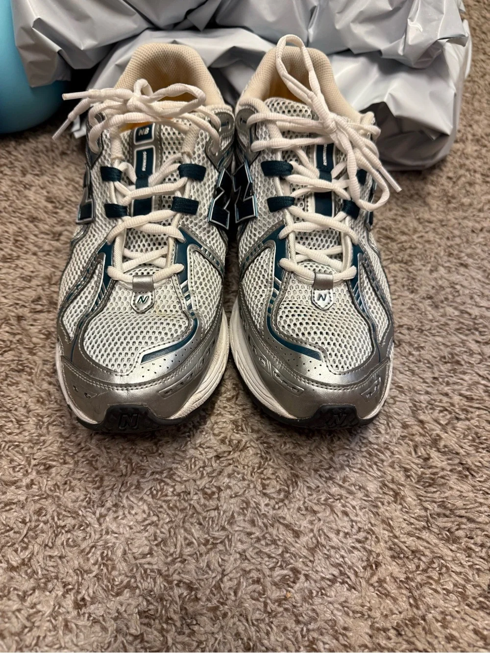 New Balance 1906  Mens Light Gray & Blue Running Sneakers